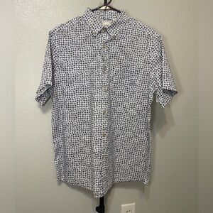 H&M Casual White and Blue Button Down Shirt
